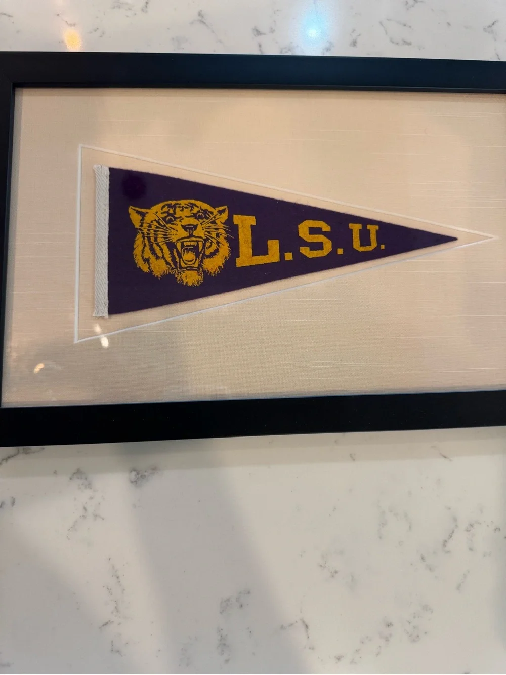 💜🏈Vintage 1950s LSU Tigers Hormel Wool Felt Pennant Framed Rare NCAA Decor💛🏈